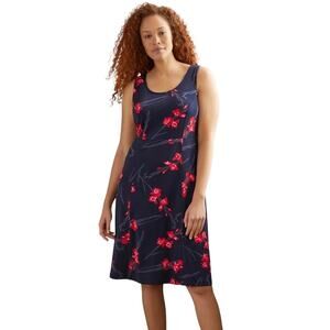 Ellos Floral Sleeveless Dress Women's Plus Size 2X Fit & Flare Blue Red 26 / 28
